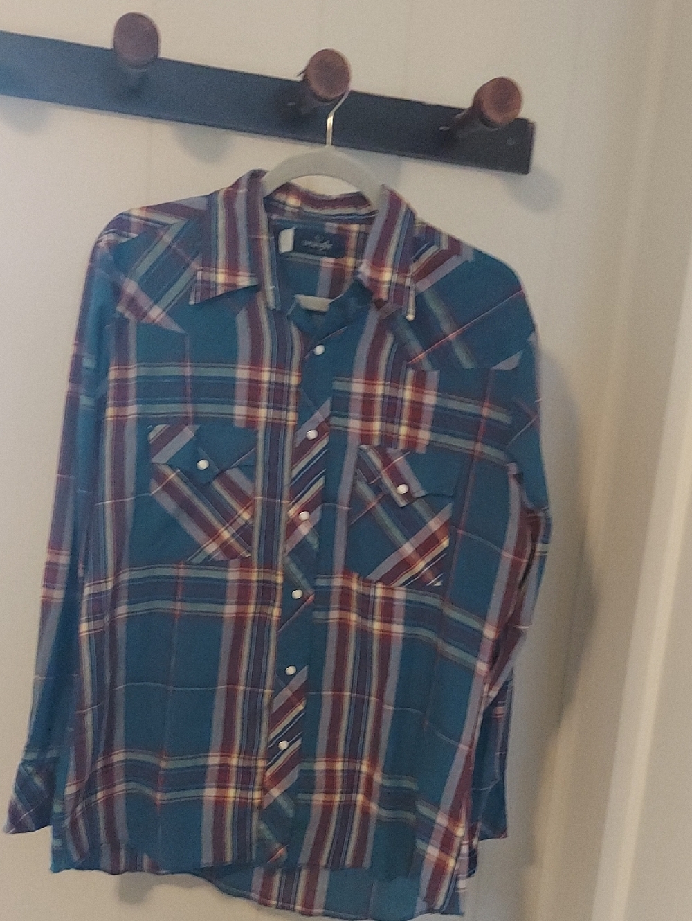 Vintage Wrangler Pearl Snap Plaid Button Up